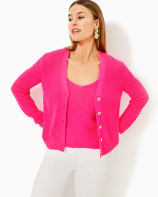 Bristow Cardigan, Passion Fruit Pink, large - Lilly Pulitzer