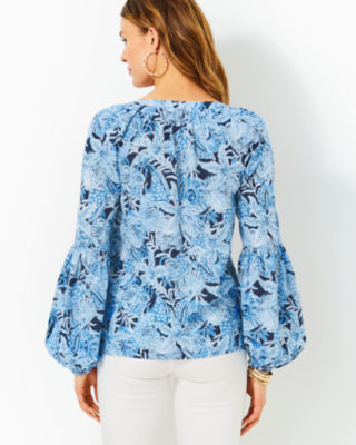 Lilly Pulitzer Sullivan Top In Bonaire Blue Coastal Constellation
