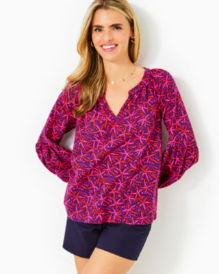 Lilly Pulitzer Sullivan Top In Passion Fruit Pink Star Searching