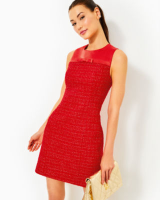 Ritzy Boucle Shift Dress, Rococo Red Fiesta Boucle, large - Lilly Pulitzer