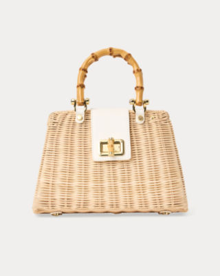 Leena Top Handle Bag, Resort White X Natural, large