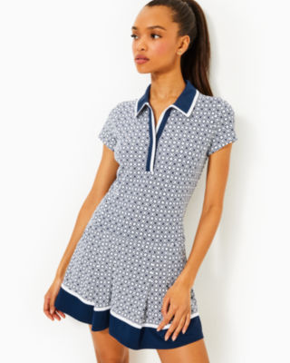 UPF 50+ Luxletic Jessamy Dress, Low Tide Navy X Resort White Butterfly Pattern, large - Lilly Pulitzer