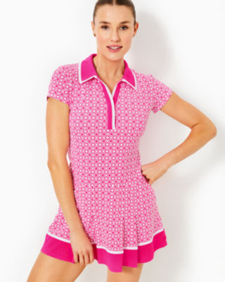 UPF 50+ Luxletic Jessamy Dress, Passion Fruit Pink X Resort White Butterfly Pattern, large - Lilly Pulitzer