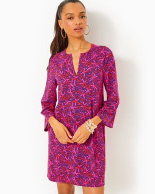 Johana Long Sleeve Cover-Up, Passion Fruit Pink Star Searching, large - Lilly Pulitzer