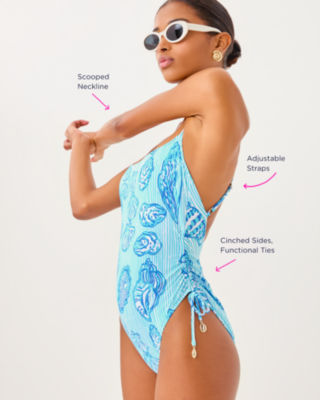 Vinita One-Piece Swimsuit, Fresh Water Blue Cool As Shell, large image 1