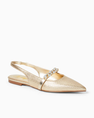 Tamara Slingback Shoe, Gold Metallic, large - Lilly Pulitzer