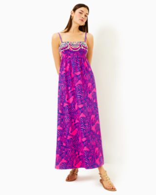 Bernadetta Maxi Dress, Passion Fruit Pink Wild Nights, large - Lilly Pulitzer