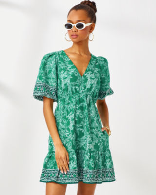 Kentlee Dress, Fiddle Leaf Green Safari Party Engineered Woven Dress, large - Lilly Pulitzer