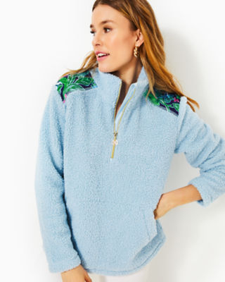 Wallen Sherpa Half Zip Jacket, Bonaire Blue, large - Lilly Pulitzer