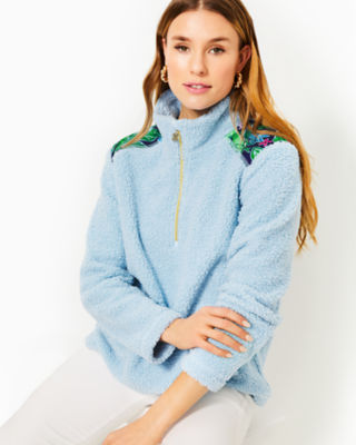 Wallen Sherpa Half Zip Jacket, Bonaire Blue, large image 2 - Lilly Pulitzer