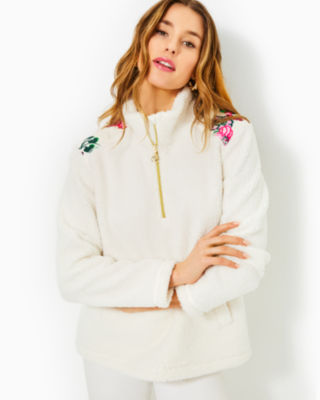 Wallen Sherpa Half Zip Jacket, Coconut, large - Lilly Pulitzer