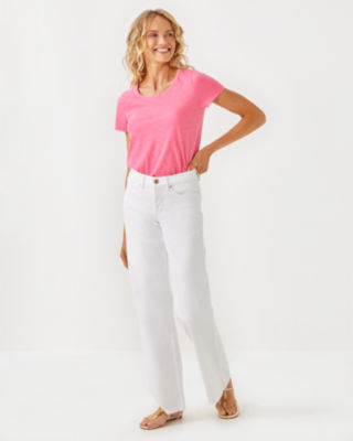 33" Aniston High Rise Straight Leg Jean, Resort White, large - Lilly Pulitzer