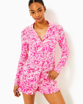 4" Ruffle Pajama Knit Short, Passion Fruit Pink Absolutely Flamazing, large - Lilly Pulitzer