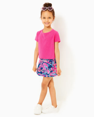 UPF 50+ Luxletic Girls Mini Cascadia Skort, Multi Flitting About, large - Lilly Pulitzer