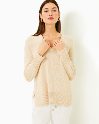 Bedford Sweater, Wicker Tan Marl, large  - Lilly Pulitzer