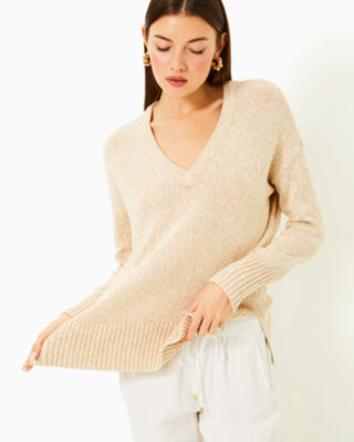 Bedford Sweater, Wicker Tan Marl, large image 2 - Lilly Pulitzer