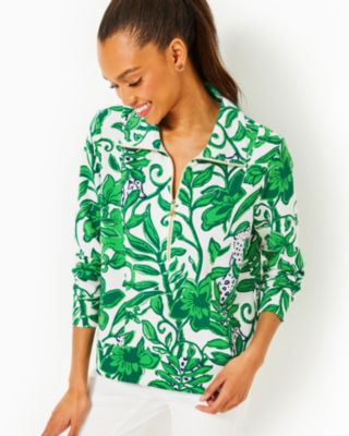 UPF 50+ Eleni Pullover, Fiddle Leaf Green Escape Plan, large - Lilly Pulitzer