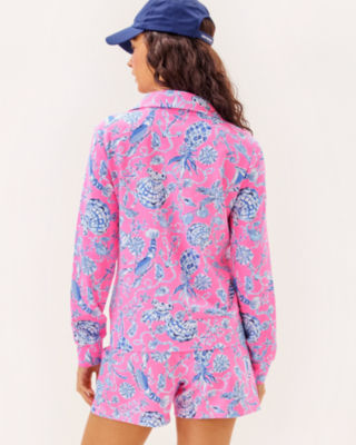 UPF 50+ Eleni Pullover, Rousseau Pink Barefoot Beachcombers, large image 1
