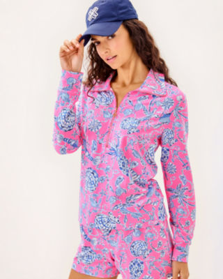 UPF 50+ Eleni Pullover, Rousseau Pink Barefoot Beachcombers, large image 2