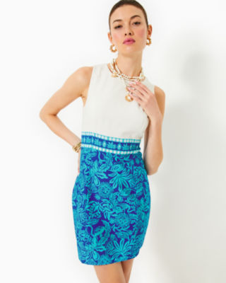 Lilly Pulitzer Aubria Shift Dress In Breezy Aqua Jungle Escape Engineered Dress