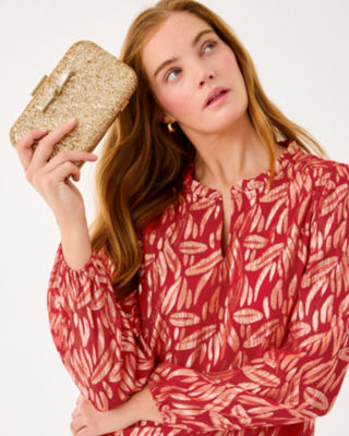 Lilly Pulitzer Giana Long Sleeve Silk Top In Red