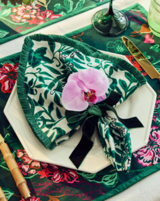 Fringed Dinner Napkins, Vanilla Spice Lil Escape Plan Engineered Napkin, large - Lilly Pulitzer