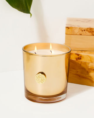 Lilly Pulitzer Gold Glass Candle In Gold Metallic