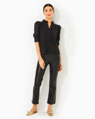Elsey Ruffle Knit Top, Noir Wavy Knit Jacquard, large image 4