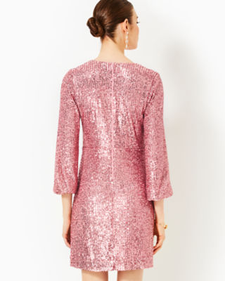 Lilly Pulitzer Estrella Sequin Dress In Conch Shell Pink Treasure Box Sequin Knit