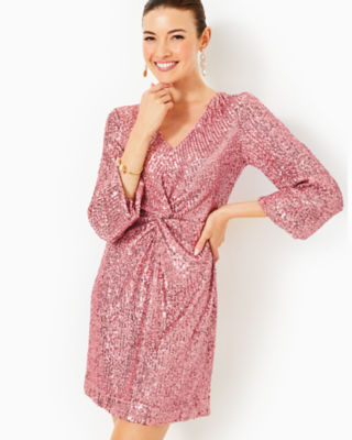 Lilly Pulitzer Estrella Sequin Dress In Conch Shell Pink Treasure Box Sequin Knit