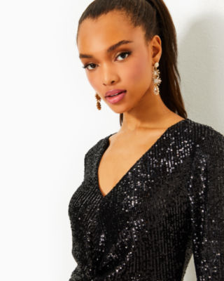 Lilly Pulitzer Estrella Sequin Dress In Noir Treasure Box Sequin Knit