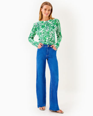 33" Aniston High Rise Straight Leg Jean, Medium Wash, large - Lilly Pulitzer