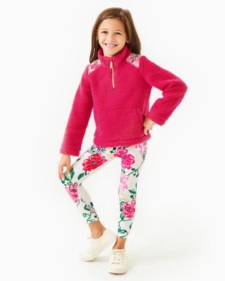 Girls Mini Wallen Half-Zip Sherpa, Raspberry Rouge, large - Lilly Pulitzer