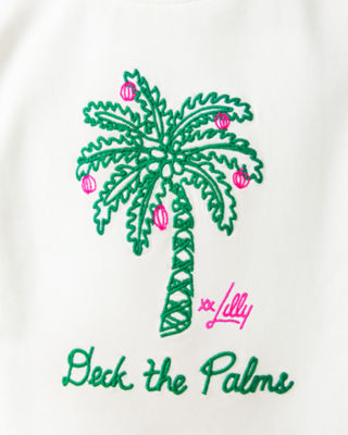Lilly Pulitzer Girls Mini Ballad Sweatshirt In Coconut Deck The Palms Embroidery Childrens