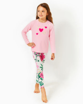Lilly Pulitzer Girls Mini Ballad Sweatshirt In Conch Shell Pink Hearts Embellishment Childrens