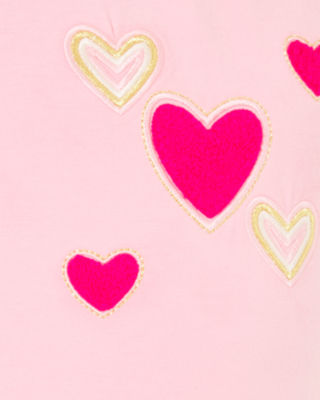 Lilly Pulitzer Girls Mini Ballad Sweatshirt In Conch Shell Pink Hearts Embellishment Childrens