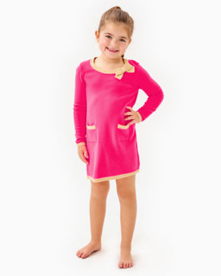 Girls Mini Morgen Sweater Dress, Passion Fruit Pink, large image 1