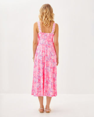 Dwyer Midi Dress, Rousseau Pink Zen Garden, large image 1
