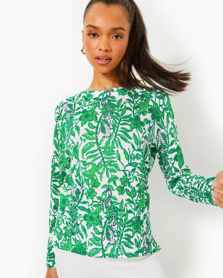 Salima Sweater, Fiddle Leaf Green Lil Escape Plan, large - Lilly Pulitzer