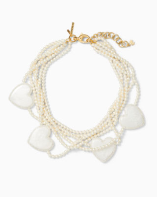 Lilly Pulitzer Lilly X Lele Heart Strand Necklace In Resort White