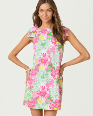 Carmine Shift Dress, Resort White Mum Patch, large