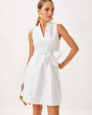 Tazie Dress, Resort White Peony Bloom Organza Jacquard, large image 2