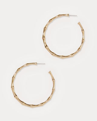 Bamboo Forest Hoop Earrings, Gold Metallic, large - Lilly Pulitzer