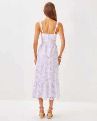 Tiah Midi Dress, Water Hyacinth Dancing Daisies Eyelet, large image 1