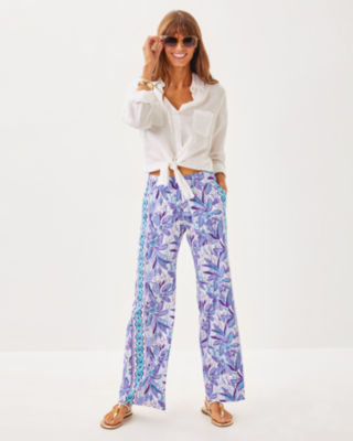 32" Bal Harbour Palazzo Pant, Tropicalia Purple Elephant In The Bloom Engineered Bottom, large image 1