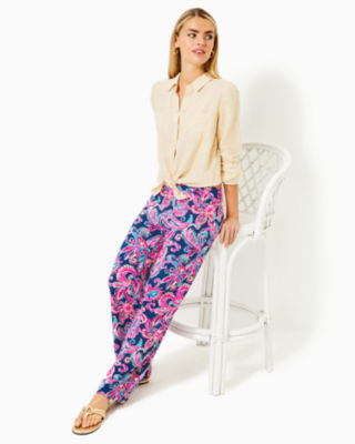 UPF 50+ 32" Grenada Knit Pant, Multi Flitting About, large - Lilly Pulitzer