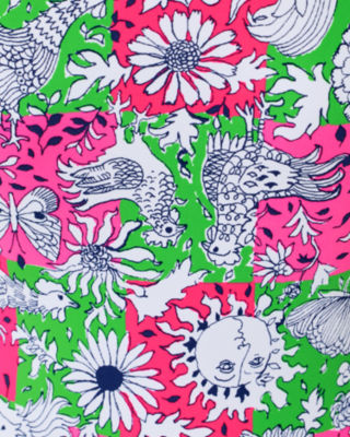 UPF 50+ Girls Denning Rashguard Swimsuit, Cherry Blossom Pink Lil Chicken Check, large image 2