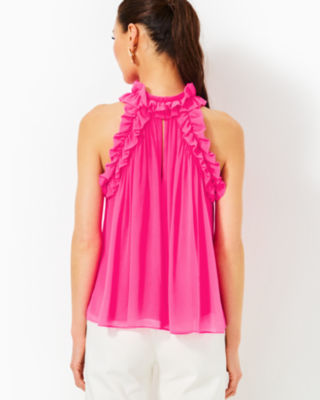 Florian Silk Top, Passion Fruit Pink, large image 1
