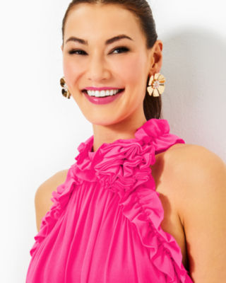 Florian Silk Top, Passion Fruit Pink, large image 2