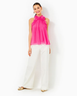 Florian Silk Top, Passion Fruit Pink, large image 3